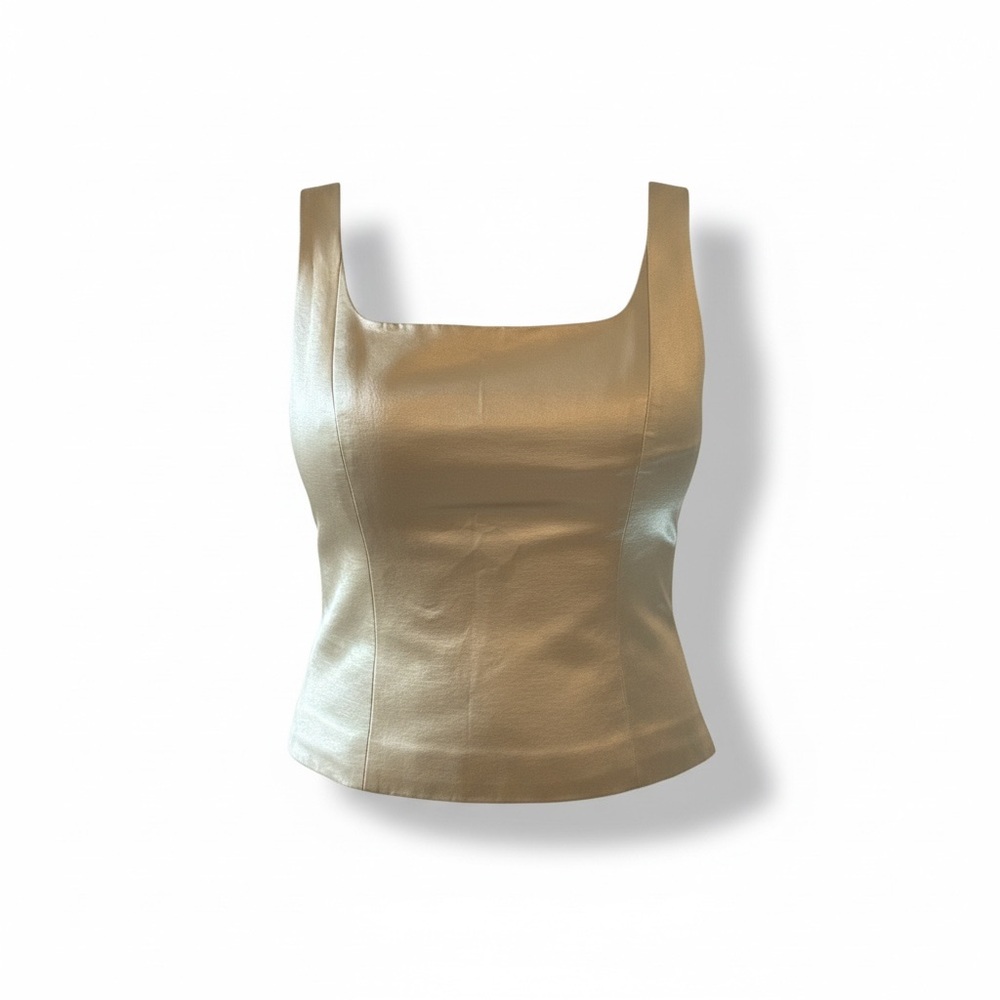 Ann Taylor Champagne Metallic Silk/Cotton Blend Tank Size 8